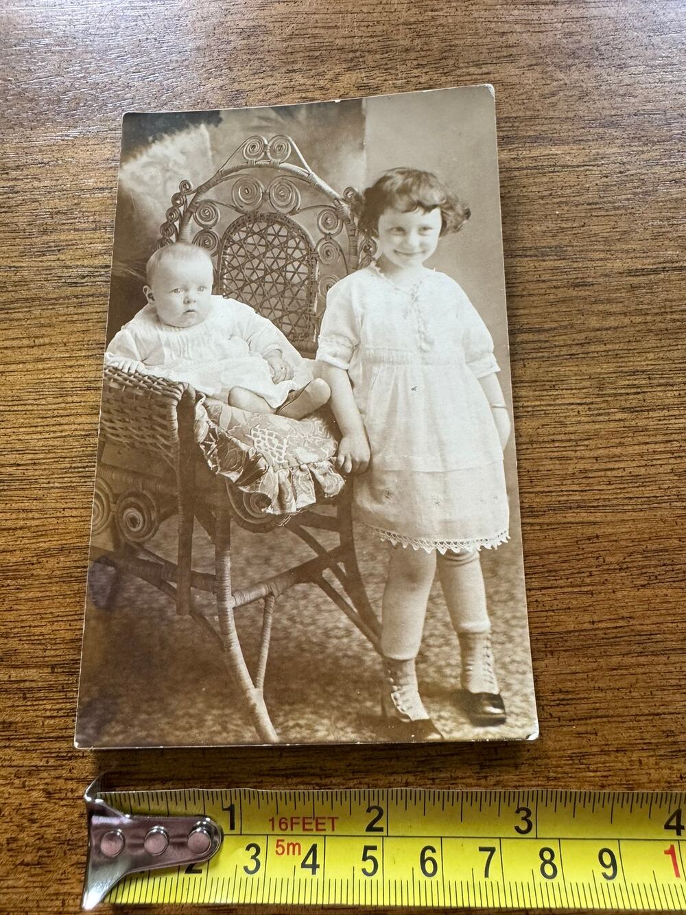 Vintage RPPC Real Photo Postcard Children Wicker Chair AZO 1904-1918